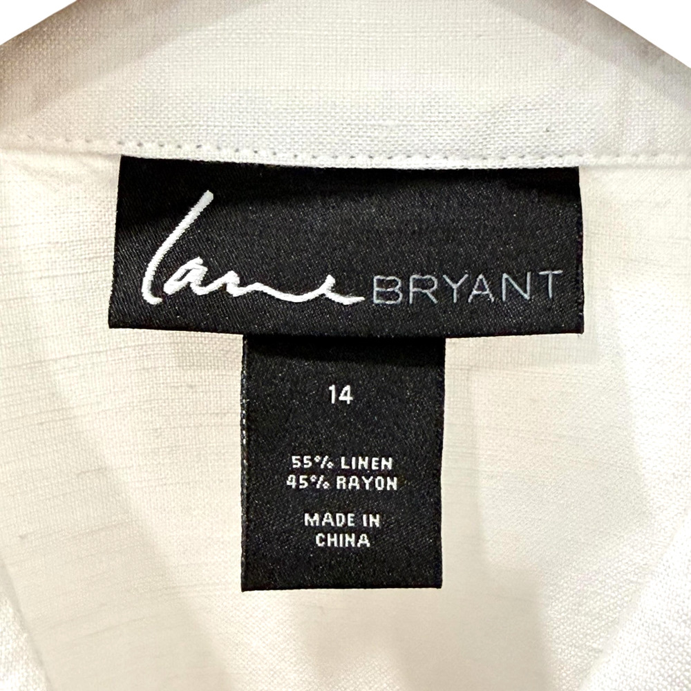 Lane Bryant Linen Moto Jacket Womens 14 White Biker Full Zip Pockets Short - Picture 8 of 10